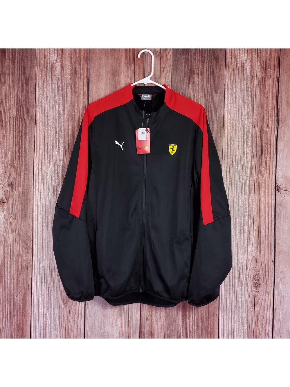 NWT Puma Ferrari Mens Medium SF T7 Track Jacket Full Zip Black Red 576701 02 - Picture 1 of 15